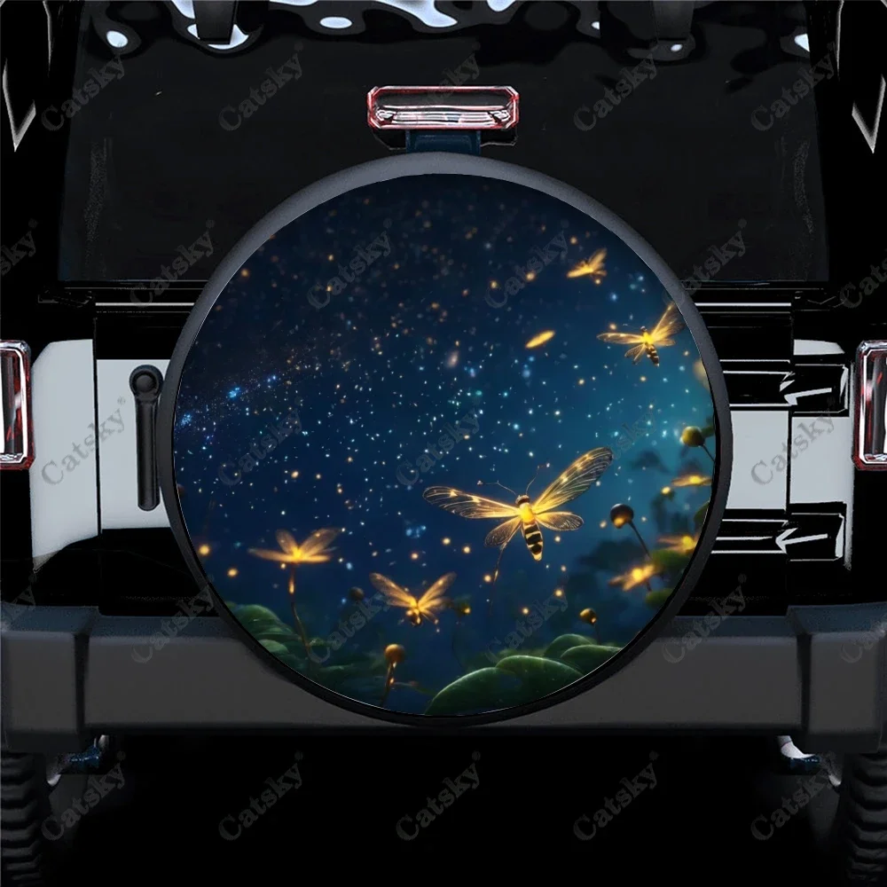 Dance of Fireflies Print Spare Tire Cover Waterproof Tire Wheel Protector for Car Truck SUV Camper Trailer Rv