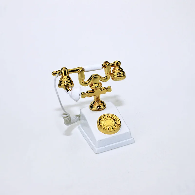 1:12 aleación simulada teléfono Vintage casa de muñecas accesorios comida en miniatura juguete modelo escena casa de muñecas ornamento regalos hechos a mano