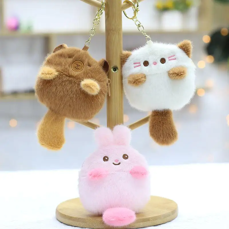 

Cartoon Animal Plush Coin Bag Lovely Capybara Panda Cat Rabbit Wallet Money Change Purse Earphone Storage Bag Keychain
