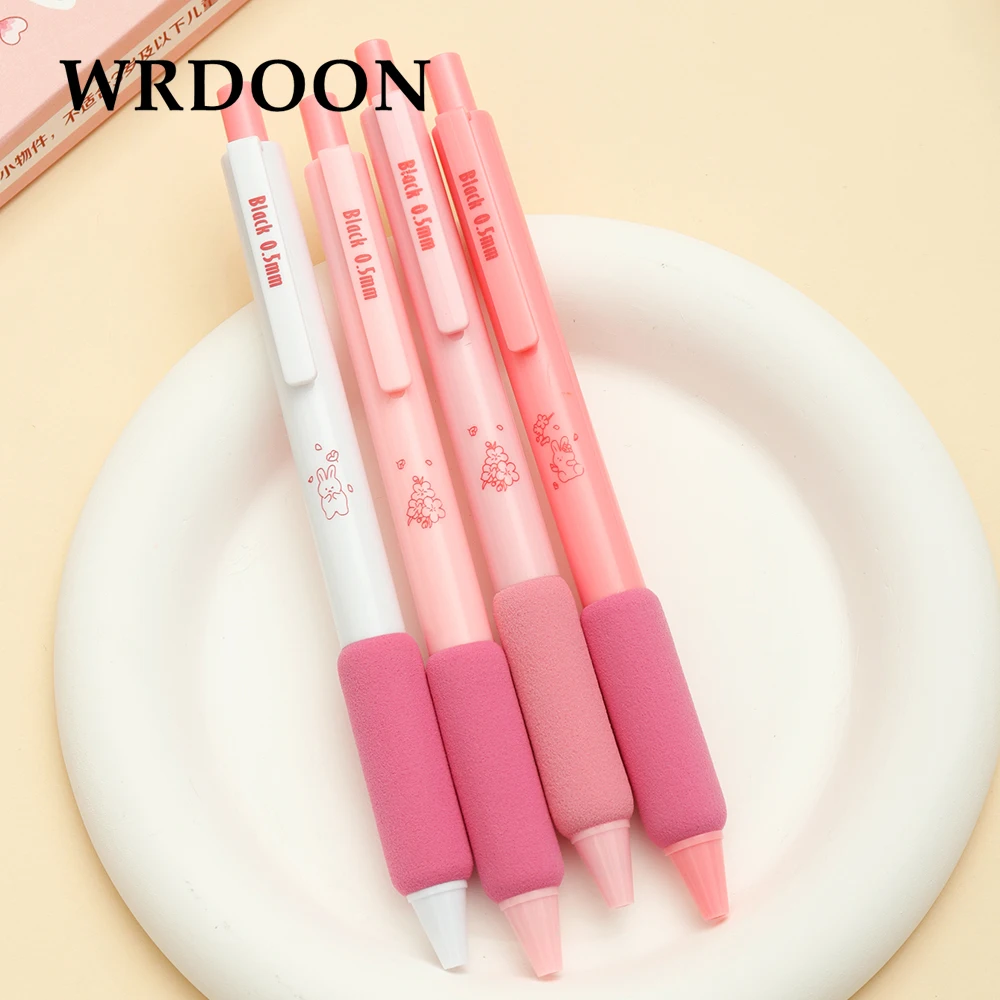 

4pcs Pink Style Gel Black Ink Pen School Office Writing Supplies Gift Stationery Gel Pens