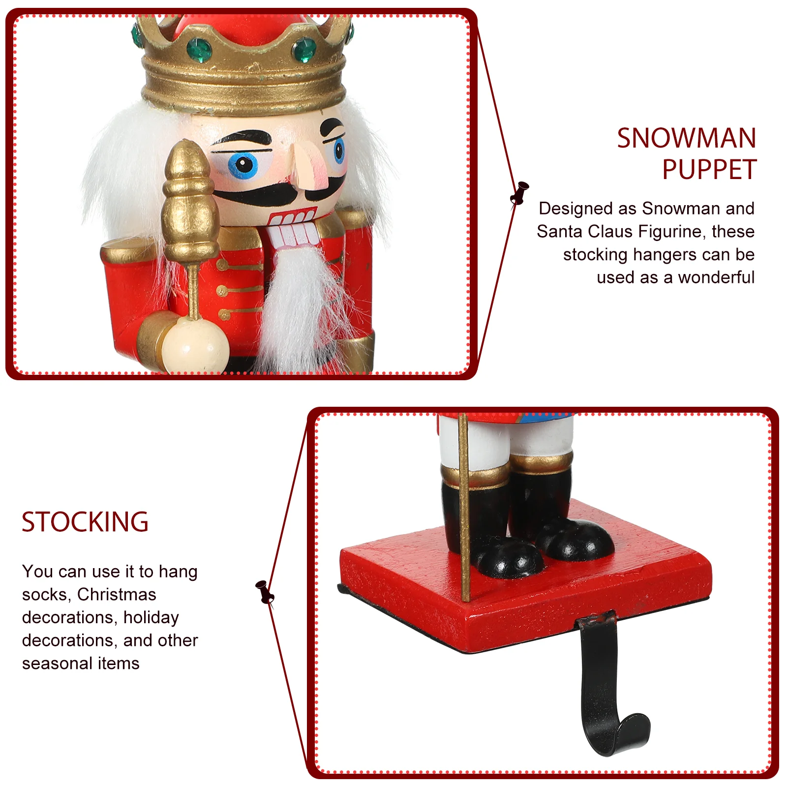 Soporte de gancho para medias navideñas, adornos para colgar, soportes para mascotas para mantel, hierroalloy, medias de Navidad de madera, chimenea, juguete de oficina