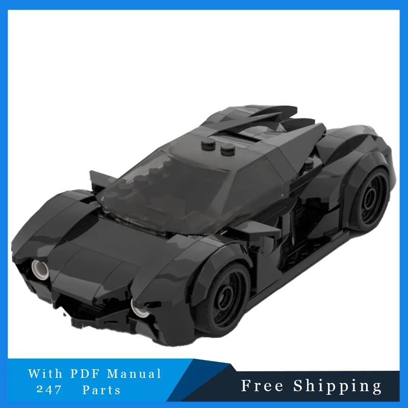 247 PCS MOC Building Blocks Technical Luxury Black Supercar Model Creative Education DIY Assembly Toys Set Kids Christmas Gifts