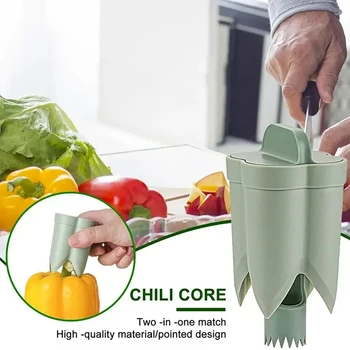 고추 코어 제거기, Jalapeno 고추 오이 토마토 씨드, 트위스트 시드 벨 코어 분리기 커터, 주방 도구