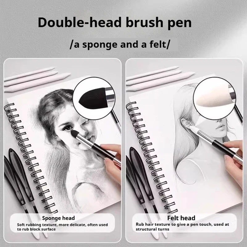 Artist Blending Sponge Pens Washable Dual-Tip Pastel Stumps & Sketch Brushes - Versatile Art Foam Blenders For Drawing Painting