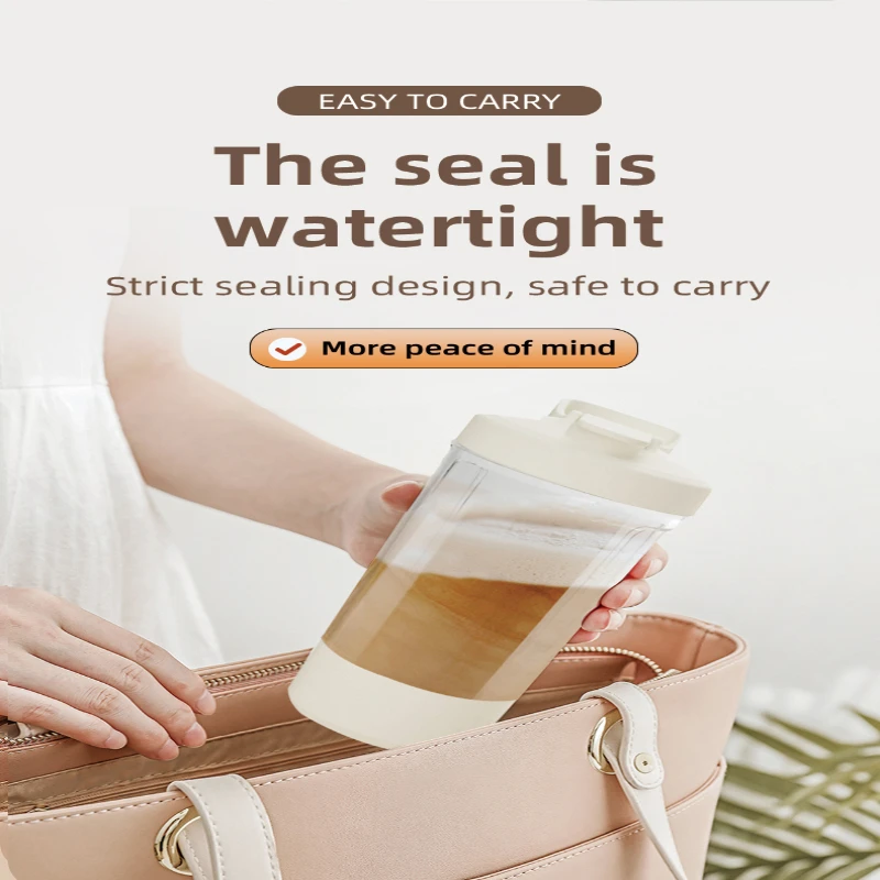 Tazza portatile USB automatica da 500 mAh, tazza frullatore senza BPA per caffè, frullati proteici, latte in polvere, coperchio a prova di perdite, design con venature del legno