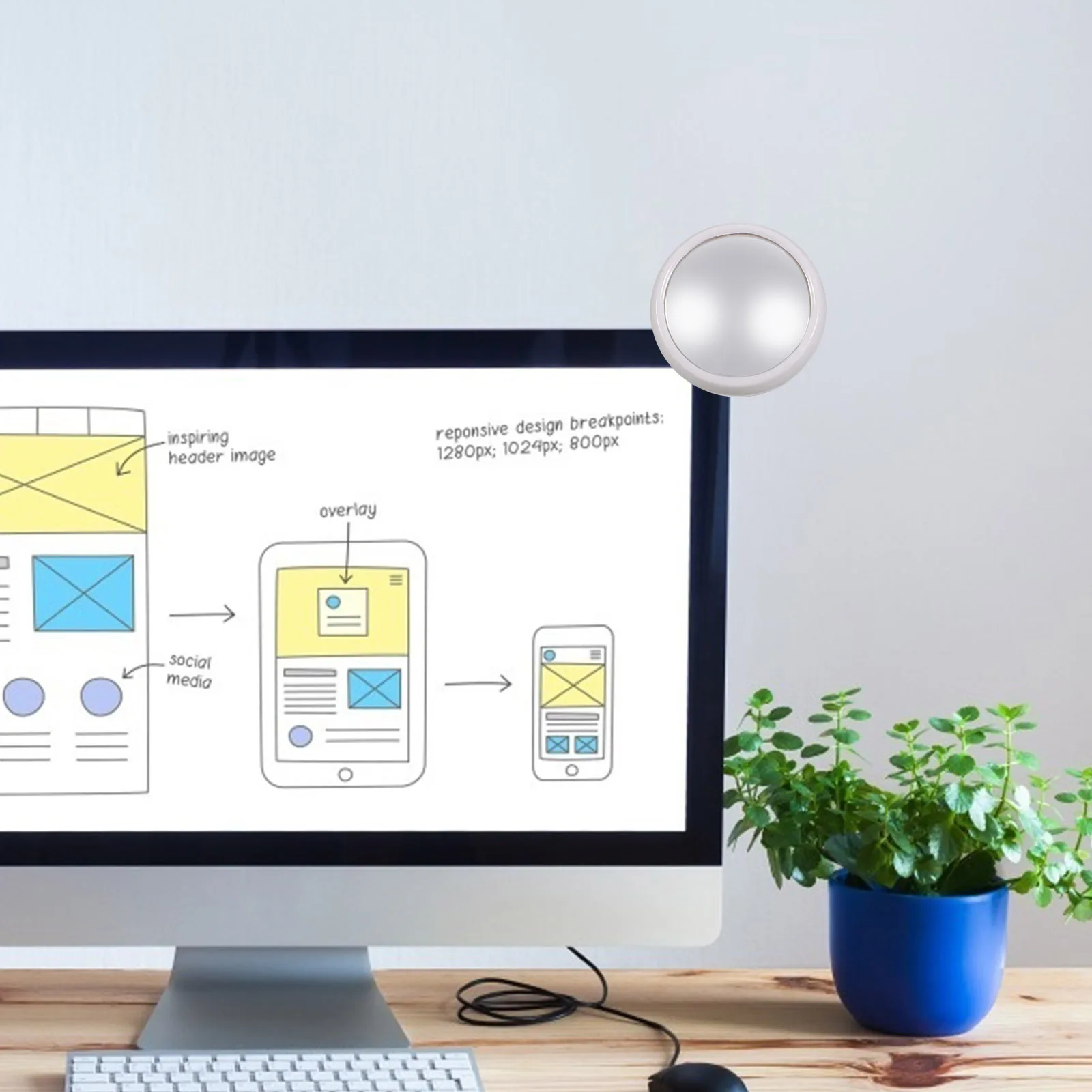 

2pcs Computer Rear View Mirror Wide Angle Adjustable Clamp On For Pc Laptop Desk Office Cubicle Security Use Traffic Safety