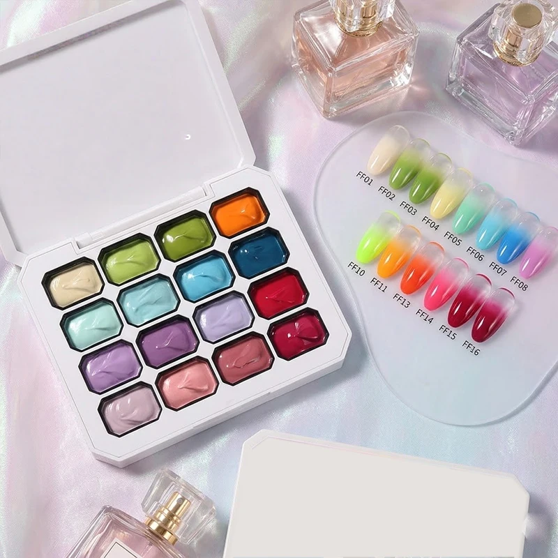 16  Colors Patting Gel Polish, Multicolor Patting Gel Polish,Rainbow Beauty Care Sponge Pat Manicure Art For Women Girl Home