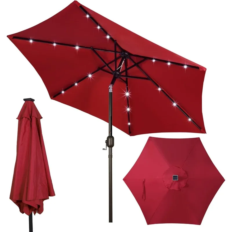 7.5 ft Solar Umbrella, 18 LED Lighted Patio Umbrella, Table Market Umbrella