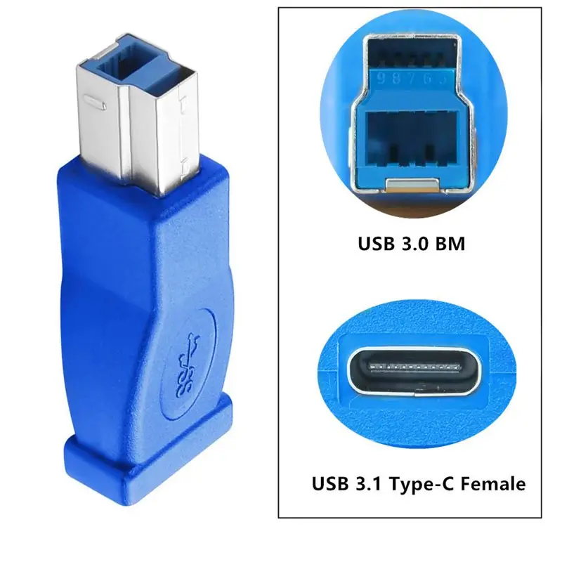 USB 3.0 Type-C Female to Print Port C Female to USB 3.0 B Male Adapter Printer Scanner Laptop Adapter