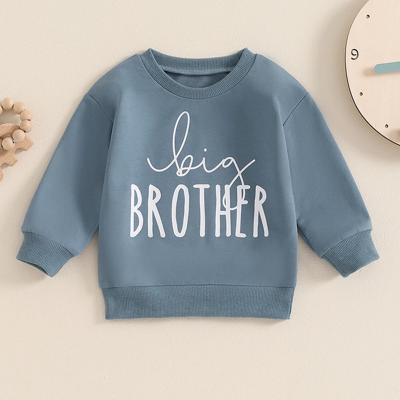 Toddler Kids Boys Sweatshirt Big Brother Letters Print Long Sleeve Pullover Casual Loose Fit Tops Spring Fall Baby Clothes