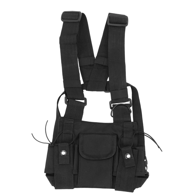 5x Radios Pocket Radio Brust geschirr Brust Front Pack Beutel Holster Weste Rig Trage tasche für Baofeng UV-5R Schwarz