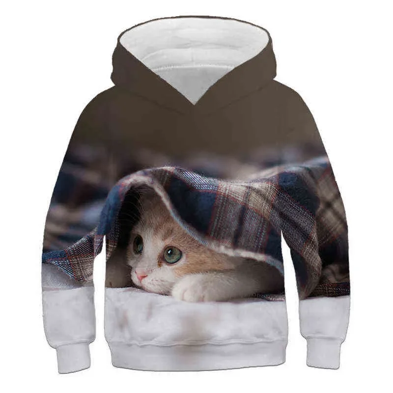 Children Cute Cat 3D Printed Hoodies Boys Girls Cool Sweatshirts Hoodie Kids Fashion Pullovers Clothes Tops Baby Sweaters