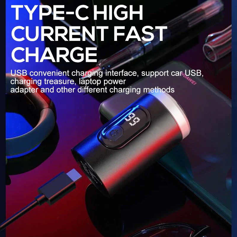 ماكينة حلاقة كهربائية للرجال مع شاشة LED من النوع C قابلة لإعادة الشحن ماكينة حلاقة كهربائية صغيرة محمولة طويلة التحمل مناسبة ماكينة حلاقة رطبة وجافة