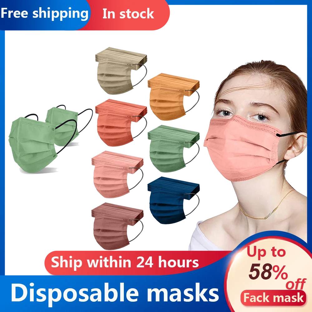 

10/50/100pcs Face mask Disposable mask Adult 3 Layer Non-woven Color Mouths mascarillas desechables mascarillas desechables