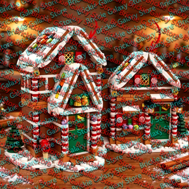 QWERT Street View Model MOC Building Bricks Ginger Bread Cottage Modular Technology Assemble Toys Suit Gifts Holiday Display