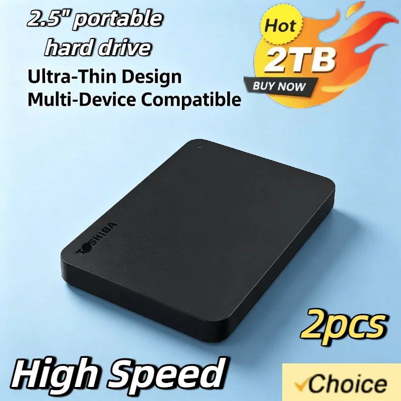 Disco Duro Externo Toshiba para OEM A3, 2 Unidades de 500GB, 1TB, 2TB, USB 3.0, 2.5 Pulgadas, Portátil, en Caja
