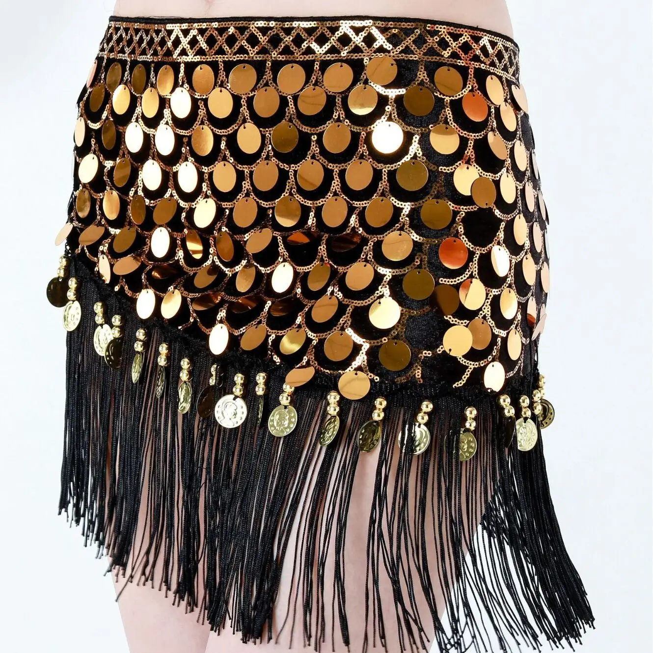 벨리댄스 의상 섹시 힙 스카프 물고기 비늘 태슬 벨리댄스 레슨복