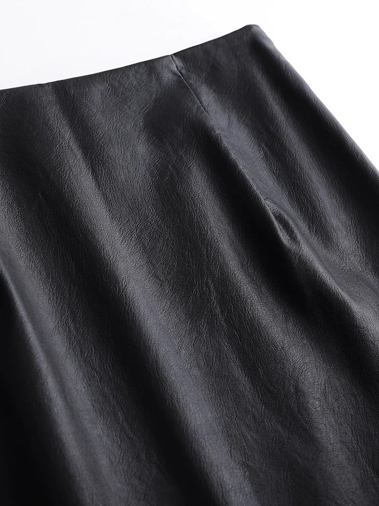 Fall Winter Women Black High Waist Occupation Work PU Leather Skirts S-3XL Female Ankle-Length OL Office Casual Pencil Skirt