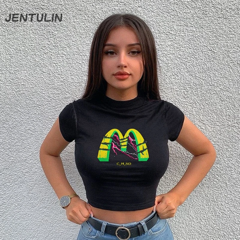 

Hip Hop Harajuku Women T-Shirts Aesthetic Funny Graphic Print Cool Baby Tee Shirt Women Emo Girls Grunge Clothes Crop Tshirt Y2k