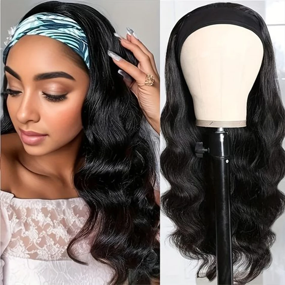 Headband Wigs Human Hair 20 Inch Body Wave Wig 180 Density Remy Indian Cheap Human Hair Wigs Full Machine Made 100% Real Natural