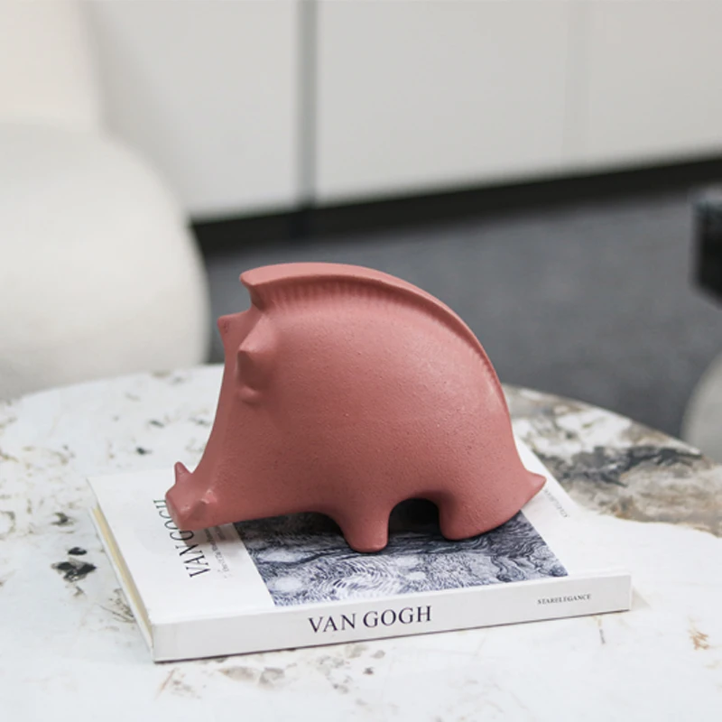Brick-Colored Wild Boar Ornament Resin Decorative Office Objects Home Decor Room Decor Knick-Knacks