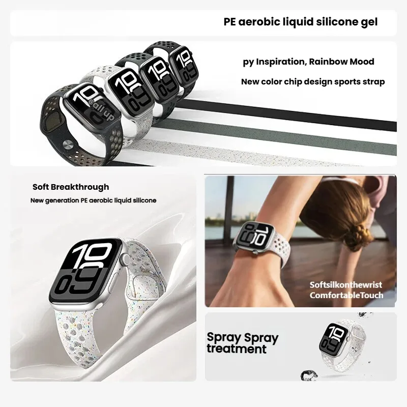 สายซิลิโคนสำหรับ Apple Ultra 2 49 มม. สายรัดข้อมือระบายอากาศ สำหรับ IWatch Series 9 8 7 6 SE 4 3 2 46 มม. 44 มม. 45 มม. 42 มม. 41 มม.