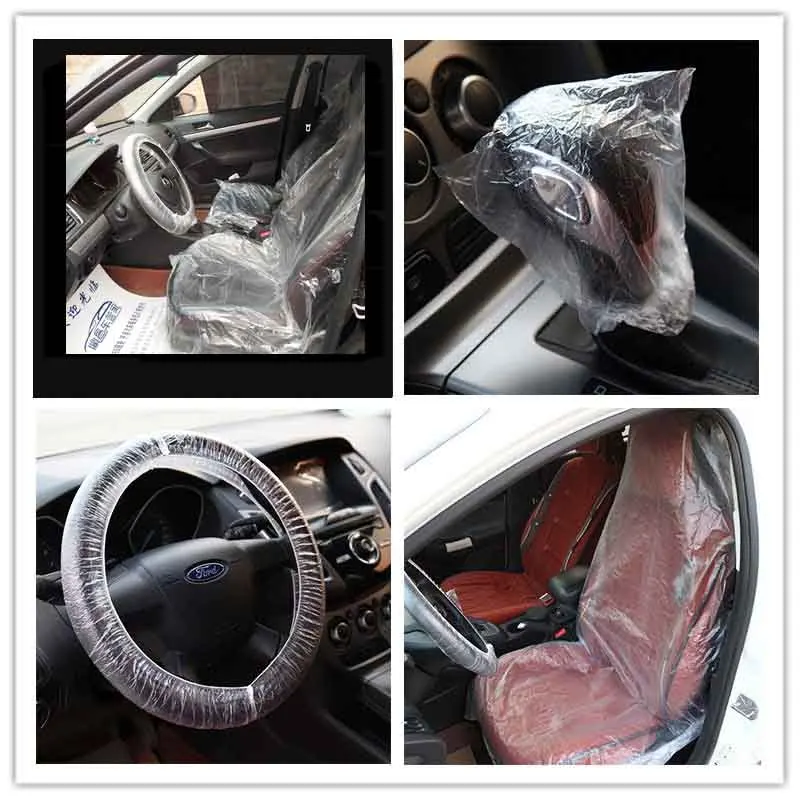 5Sets/Lot Disposable Steering Wheel Gear Lever Seat Cover Set Vehicle Maintenance Dust And Dirt Protector Cleaning Kit