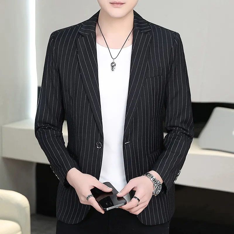 

Новый модный деловой повседневный костюм в полоску с клетчатым узором 2025 года крутой, мягкой и удобной для мужчин.