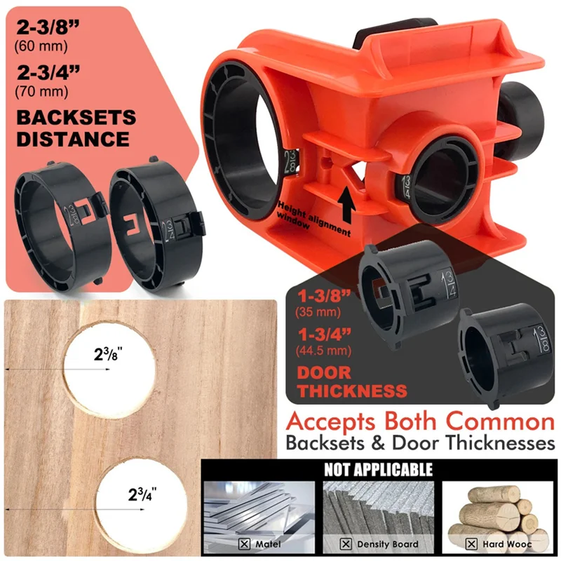 AA60-도어 잠금 장치 설치 키트, 도어 잠금 장치 지그, 목재 도어 전용, 간편한 잠금 장치 설치용 홀쏘 키트