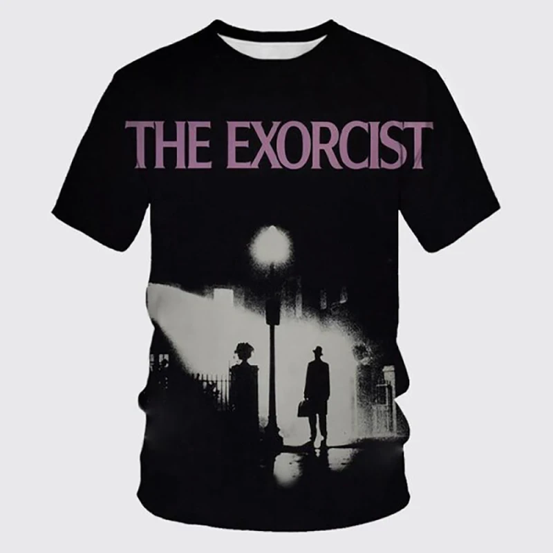 Summer The Exorcist T-Shirts Horror 3D Print Streetwear Men Women Fashion Oversized Short Sleeve T Shirt Kids Tees Tops Clothing