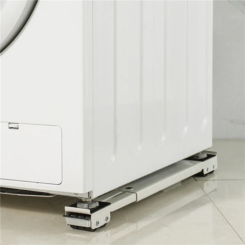ABZS 2X Washing Machine Base Stand Trolley Feet Movable Adjustable Telescopic Fridge Stand Wheel White