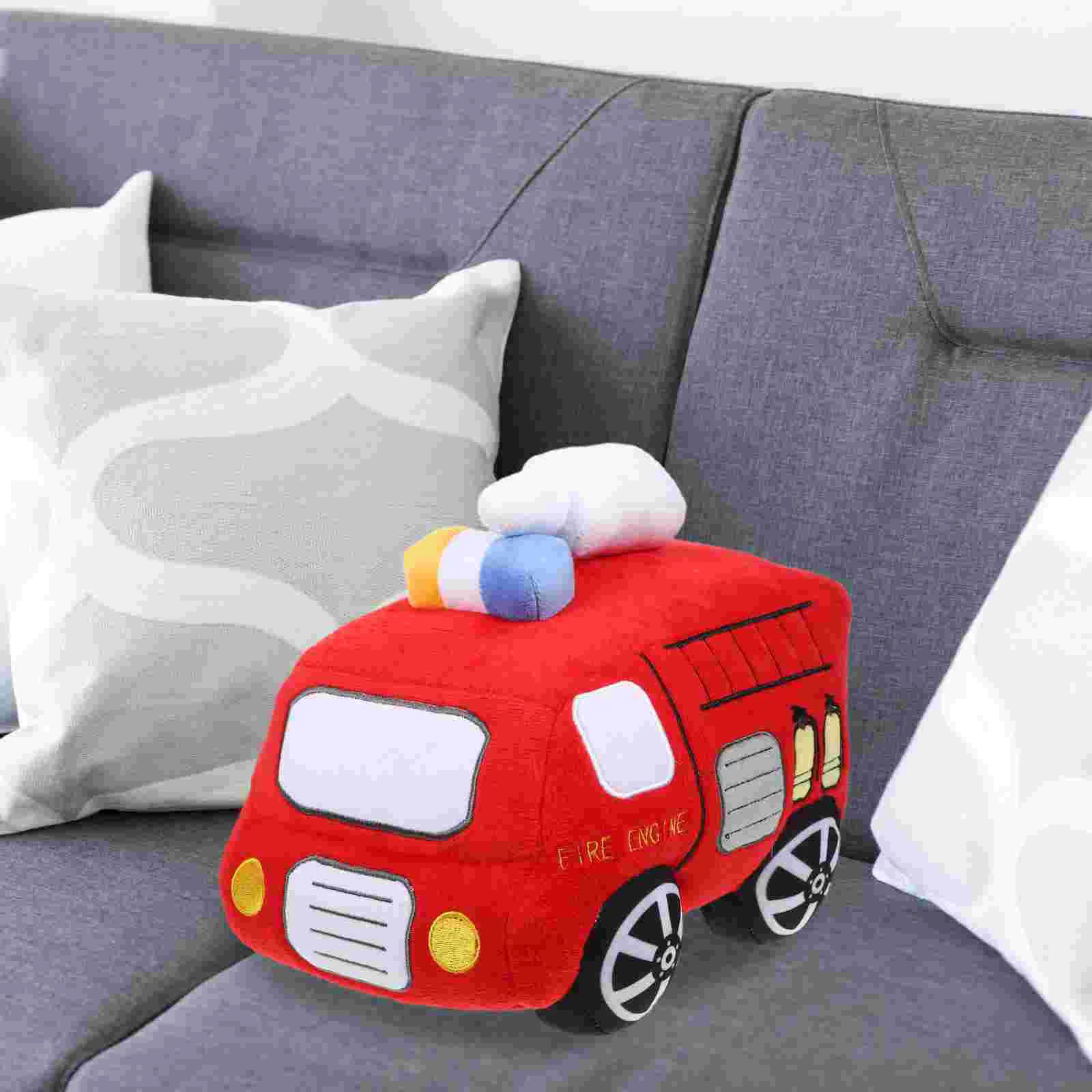 

Fire Truck Stuffed Model Birthday Present Sofa Car Pp Cotton Toy Plush Throw Pillow