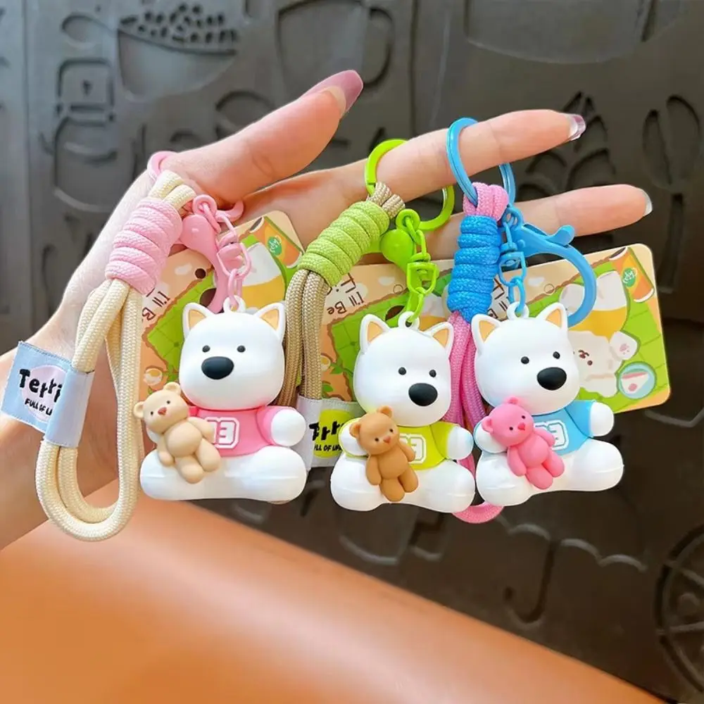 Cartoon Doll Key Ring Bag Pendants Backpack Decor PVC Creative Cute West Highland Terrier Keychain