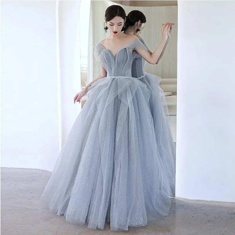 

Ele Evening Gown Women's 2025 Faionable Fairy T Sle Light Veil Skirt Art Exam Solo Performance Spring Ball Dr