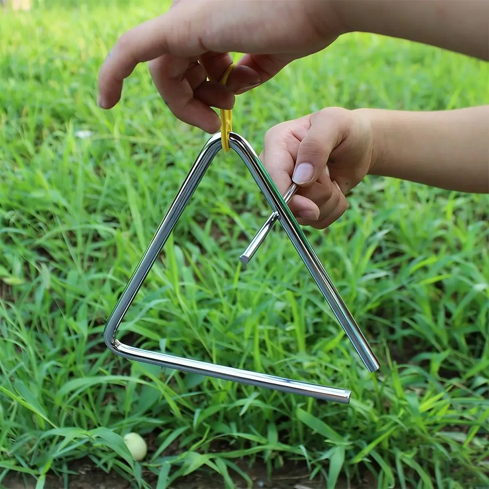 Stainless Steel Triangle Musical Instrument Rubber Grip Ergonomic Design Orff Instrument Handheld Design Triangle Bell