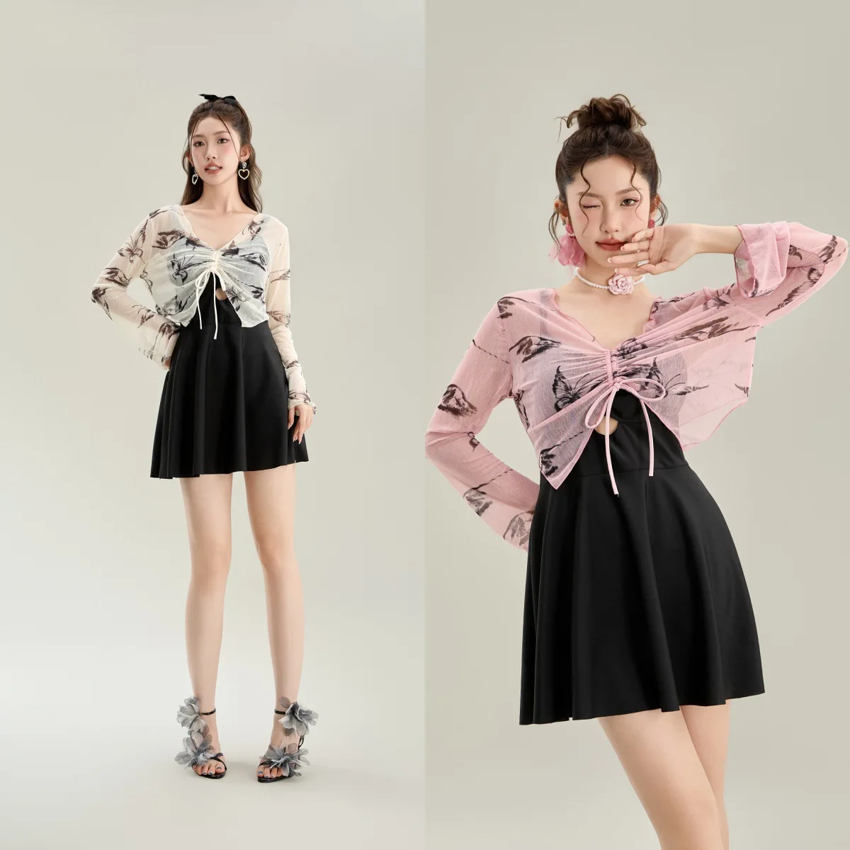 

New Swimsuit Women's Dress Style Two-piece Cover Up, Beach Long Sleeved Sunscreen Swimsuit, Slimming Swimsuit