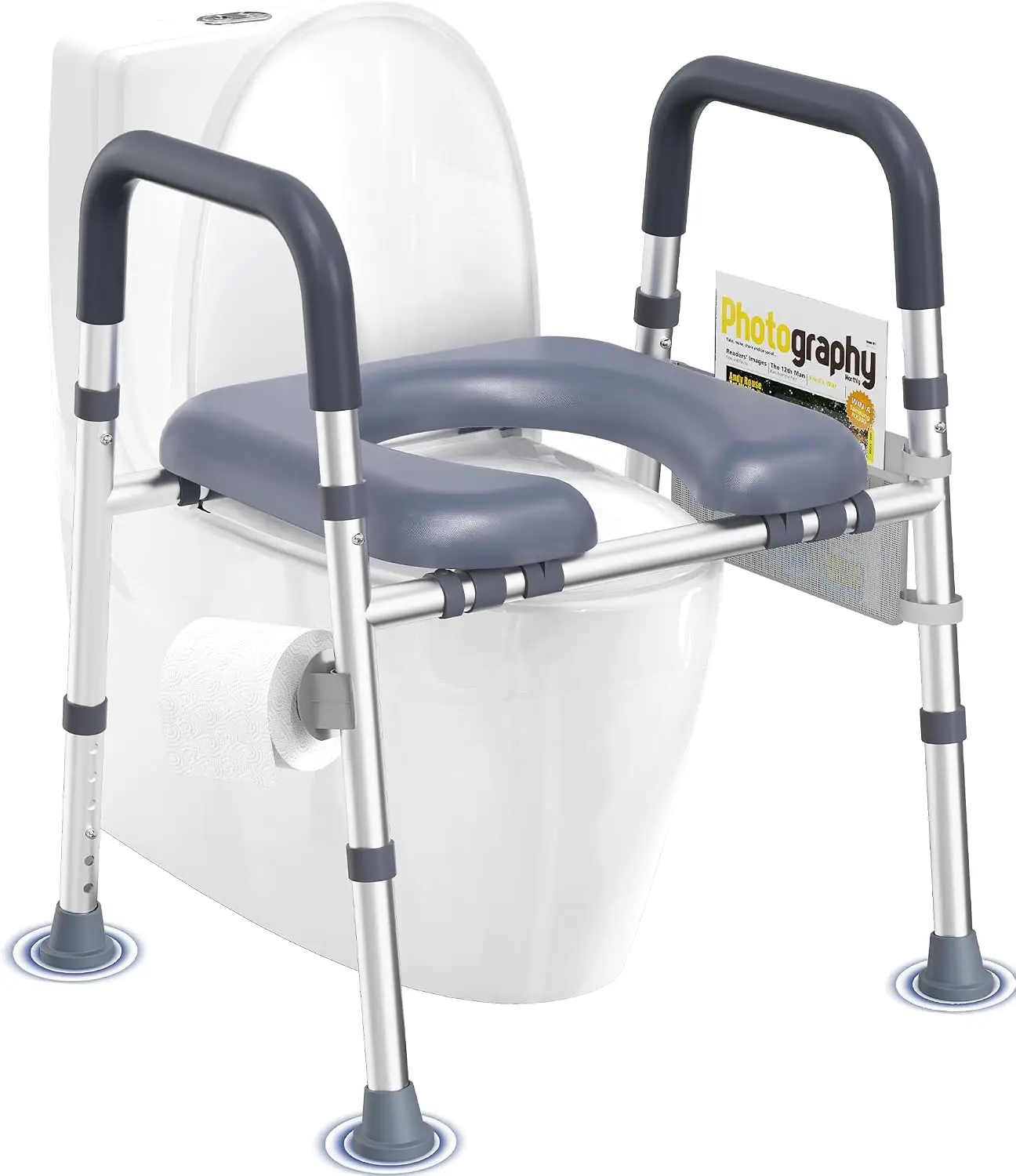 HOMLAND Toilet Seat Risers for Seniors, Raised Toilet Seat with Handles | Elevated Toilet Seat with Padded Seat, Adjustable Heig