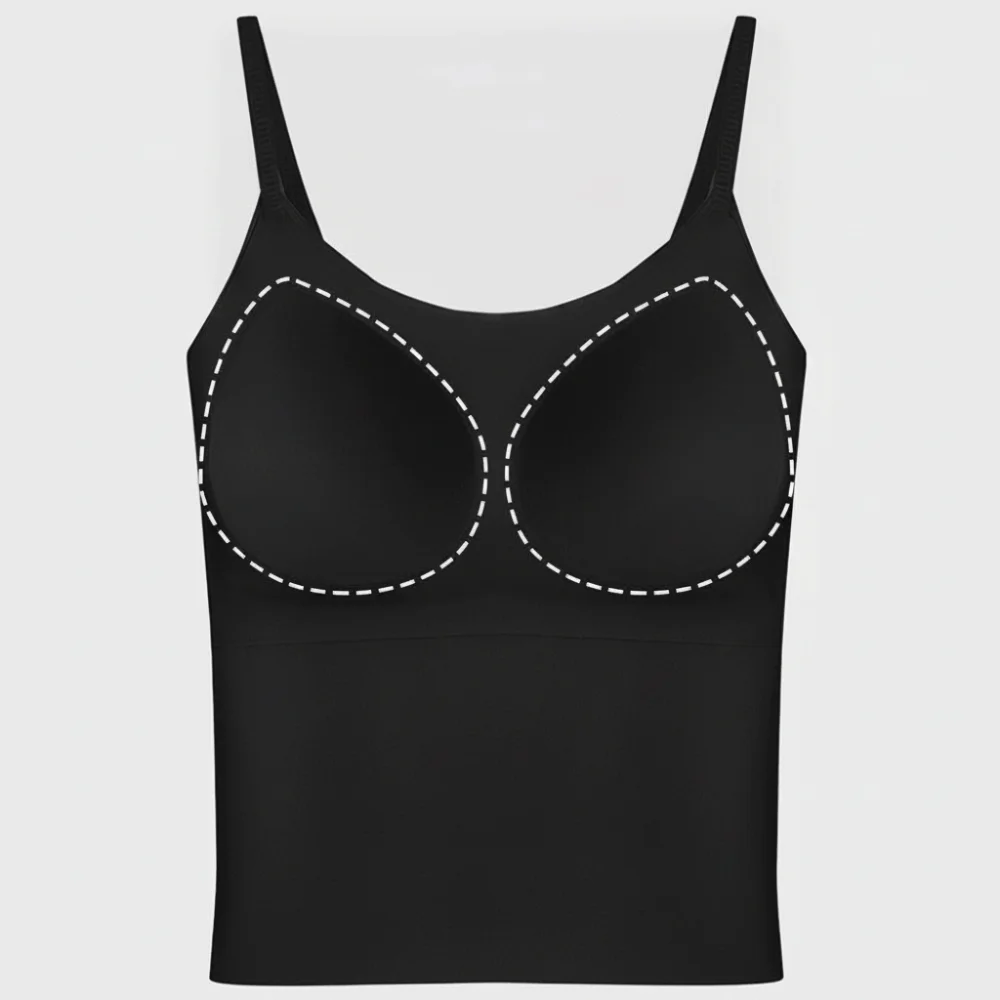 Stretchy Fabric Women Camisole Padded Support Wireless Design Underwear Tank Top Fixed Cup Skin-Friendly Summer Vest Top