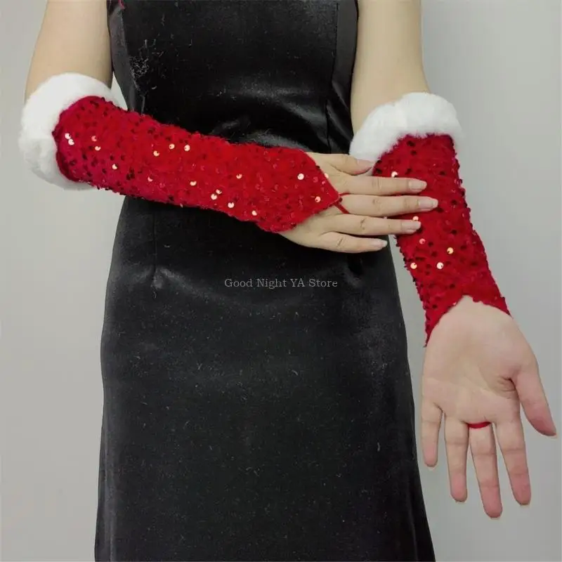 

Сверкающие блестки перчатки для женщин маскируют хэллоуин Рождественские танцевальные перчатки без танцев для женщин