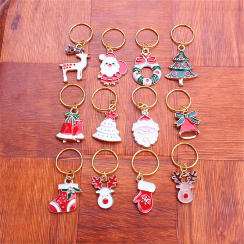 12Pcs/Set Fashion Christmas Hair Rings Braid Dreadlocks Bead Hair Cuffs Dread Charm Dreadlock Jewelry Hair Accessories