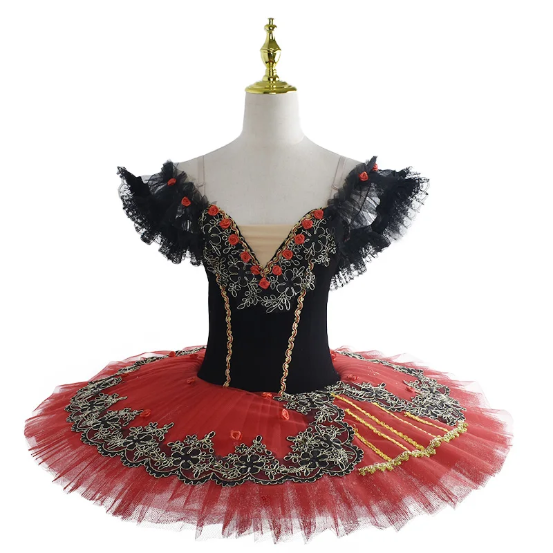 Children Professional Ballet Tutu For Kids Girls Red Swan Lake Ballet Dance Clothes Adult Pancake Ballerina Figure Skating Dress