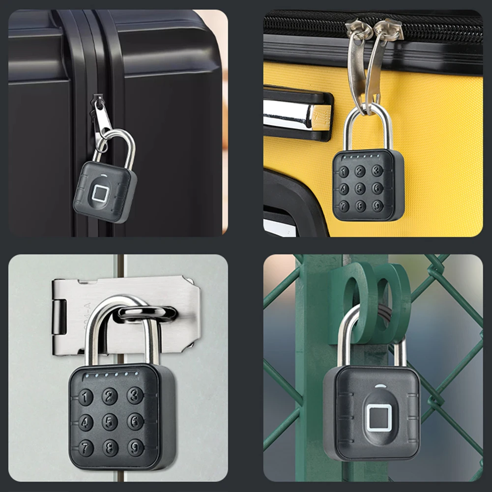 Anti Theft Padlock Customs Code Lock Luggage Password Lock IP67 Waterproof Fingerprint Padlock for Cabinet Backpack Offices Bike
