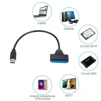 SATA to USB 3.0 / 2.0 Cable Up to 6 Gbps for 2.5 Inch External HDD SSD Hard Drive 22 Pin Adapter to Sata III for PC