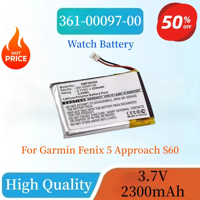 

Brand New 3.7V 230mAh 361-00097-00 Watch Battery for Garmin Fenix 5 Approach S60 Rechargeable Smartwatch Li-Polymer Battery