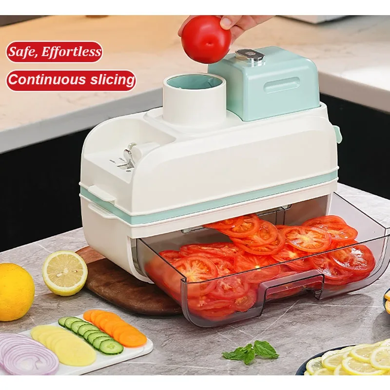 ماكينة تقطيع الخضروات الأوتوماتيكية، قطاعة شرائح البطاطس والليمون والخيار والجزر #3