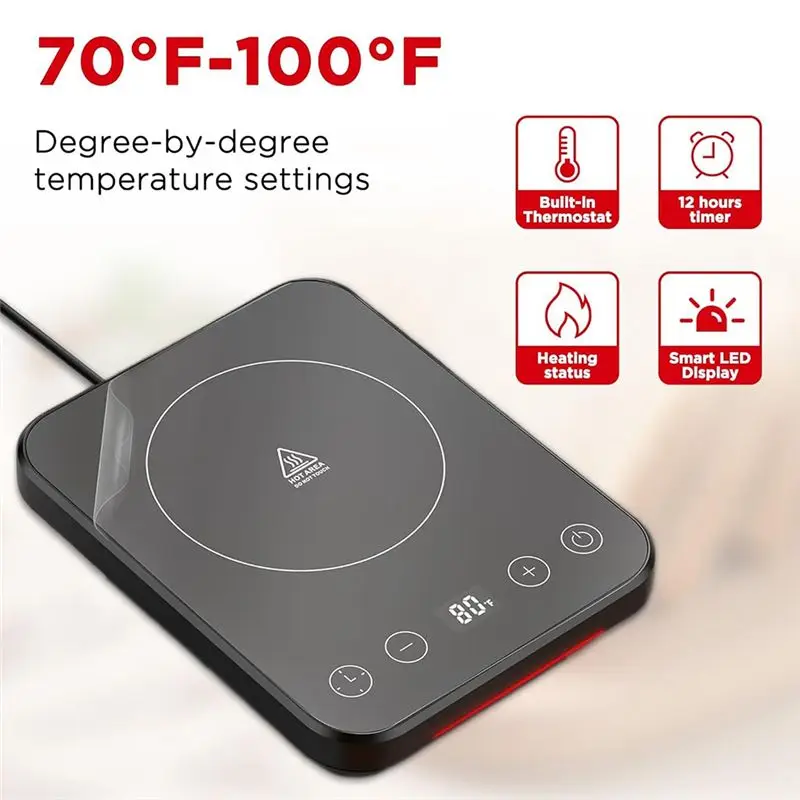 A23F-Sourdough Starter Warmer Warming Mat With 70-100° F Precise Thermostat, 12-Hour Timer, Memory Function& US Plug