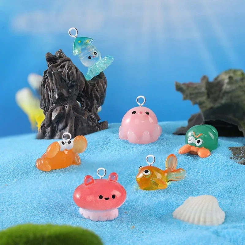 10pcs Resin Marine Animal Charms Squid Octopus Whale Cute Beach Pendants For DIY Earring Keychain Jewelry Making Findings