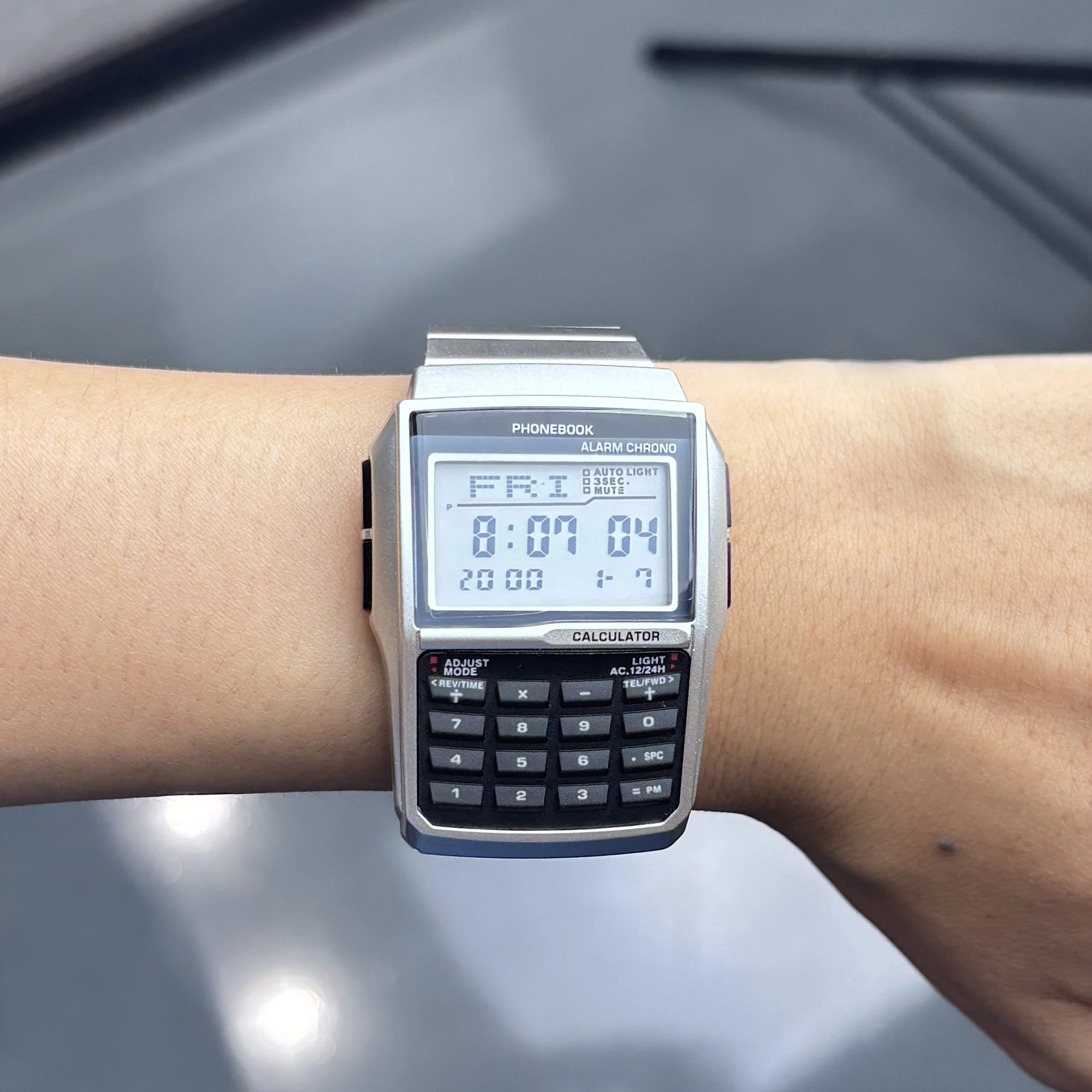 Men's Stainless Steel Strap Watch Multifunction LED Calculator Watch Plastic Case Men's Watch Military