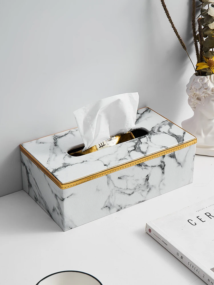 Marble Grain Tissue Box Home Living Decor Desk Decoration Interior Room Office Ornament Napkin Holder Toliet Kitchen Accessories