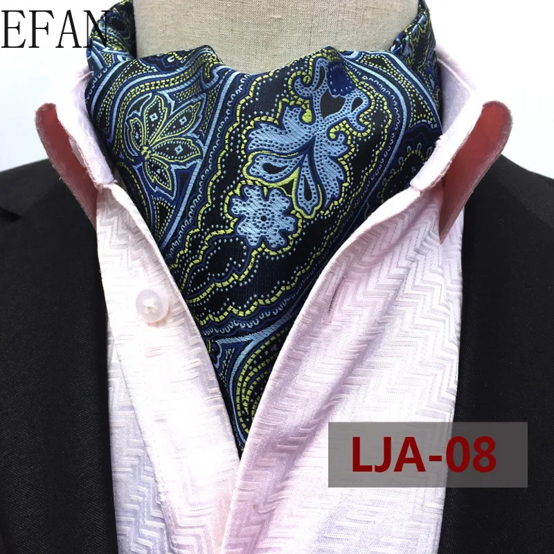 Men Vintage Cashew Floral Wedding Formal Cravat Ascot Scrunch Self British Gentleman Polyester Woven Neck Tie Luxury